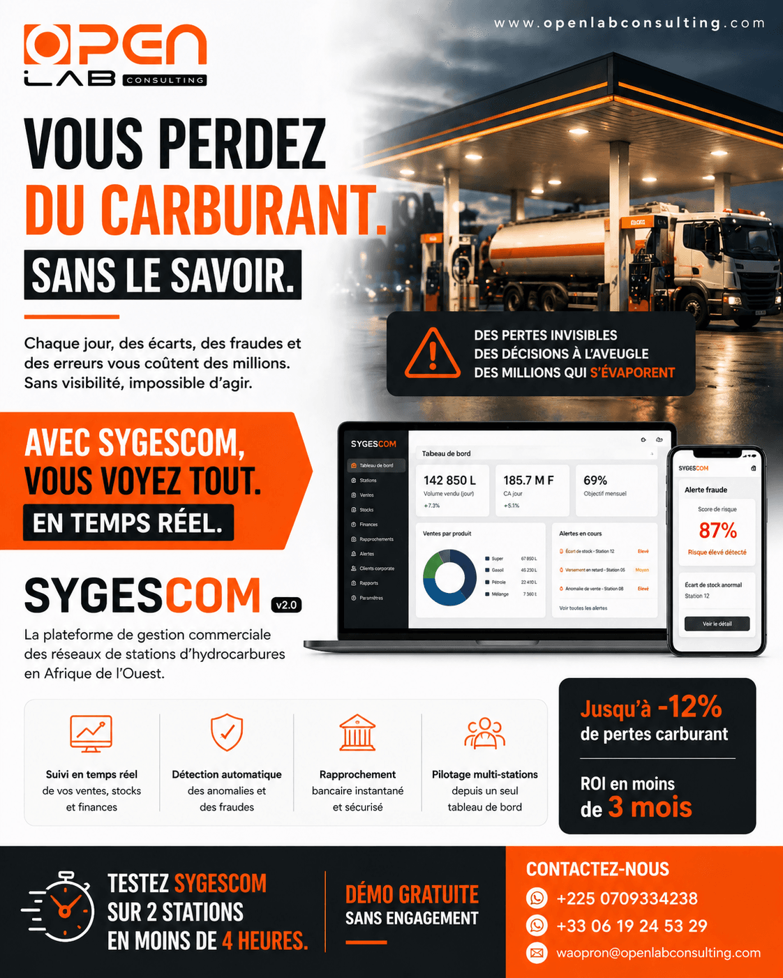 Pertes de carburant en station — pilotage SYGESCOM temps réel